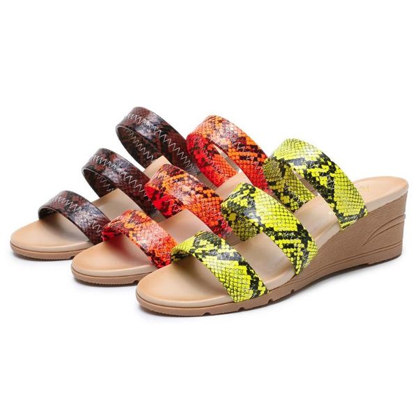 

slippers fashion women roman sandals dress shoes casual snake pattern wedges beach 2021, Black