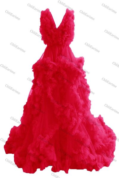 

women's sleepwear dress for pregnant women and bridesmaids, with ruffles, tulle long, Black;red