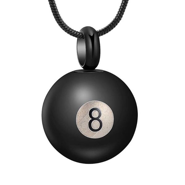 

black number ball urn necklace cremation pendant for ashes women men memorial jewelry chains, Silver