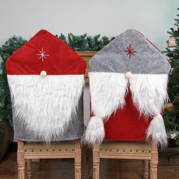 

chair covers cover dinner dining table santa claus snowman red cap ornament back christmas decor year supplies