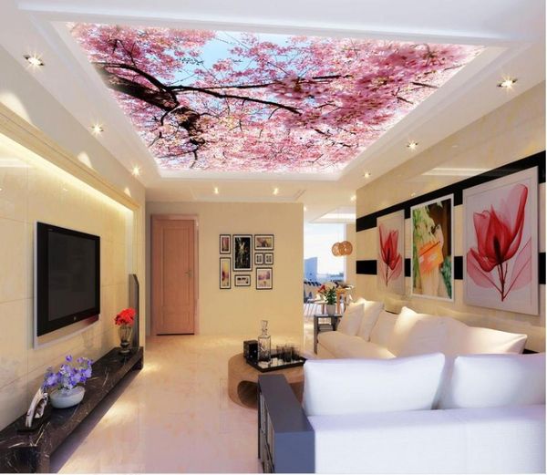 

wallpapers custom po wallpaper 3d stereoscopic peach blossom zenith ceiling modern for living room murals