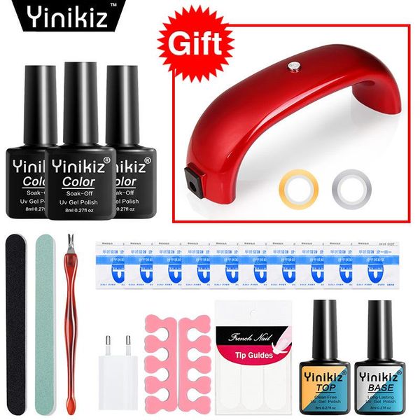 

nail art kits manicure set includes polish sealant bottom layer polished strips stick remover pack lamp