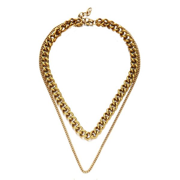 

chokers multilayer stainless steel chunky link chain necklace for women choker necklaces hip hop jewelry, Golden;silver