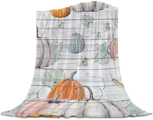 

blankets fall harvest farm pumpkins throw blankets, grey vintage wood soft fleece blanket decorative for home sofa chair thanksgiving