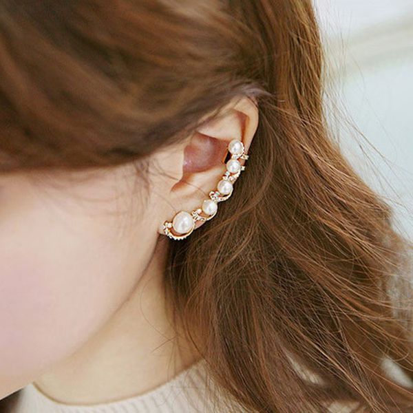 

fashion pl long water drill with hole unilateral clip night market ear jewelry, Golden