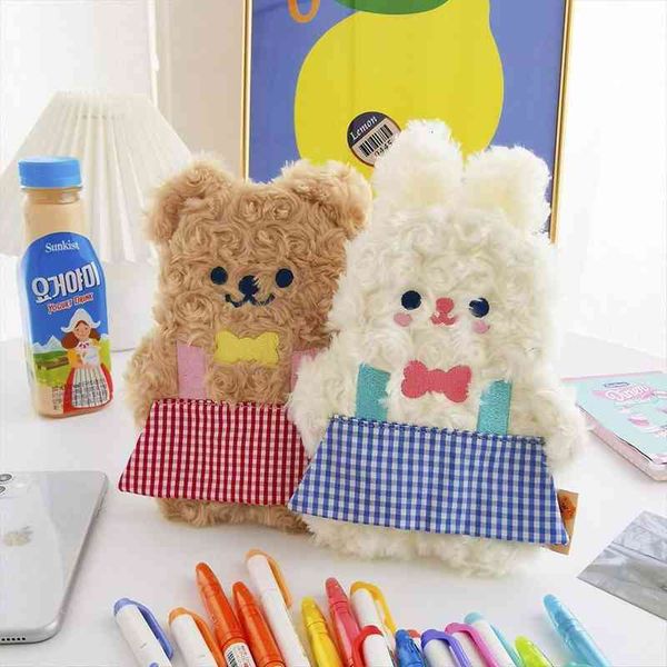 

cute bear rabbit cosmetic cases bags student school lovely pencil soft plush make up pouch for children pen box