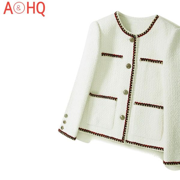 

women's jackets tweed coat women elegant retro graceful short jacket spring/autumn winter office loose-fit versatile wool, Black;brown