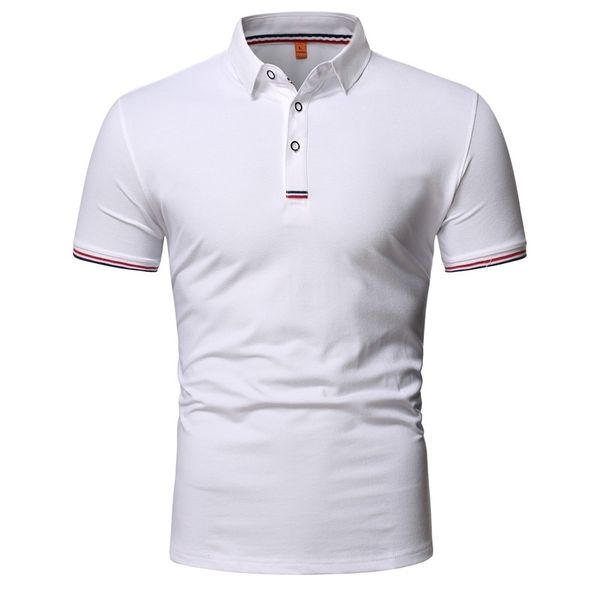 

short sleeve polo shirt men casual fashion business polo shirt summer cozy lapel men polo shirts cotton 210401, White;black