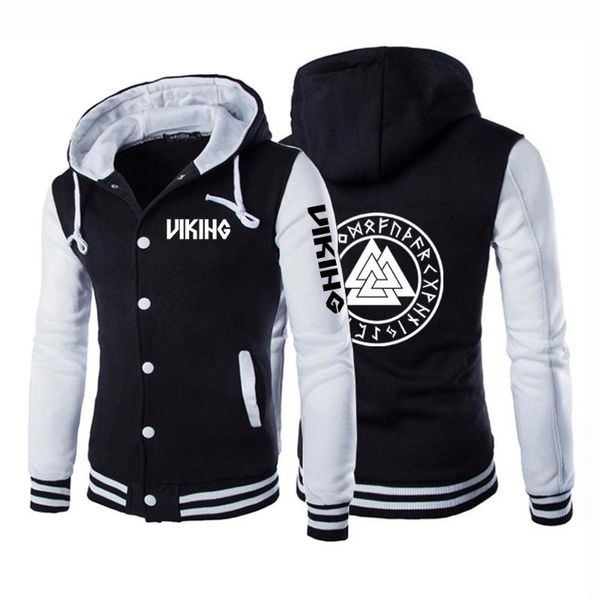 

men's hoodies & sweatshirts 2021 odin symbols men baseball uniform coat autumn bomber jacket streetwear casual tracksuit brand coats, Black