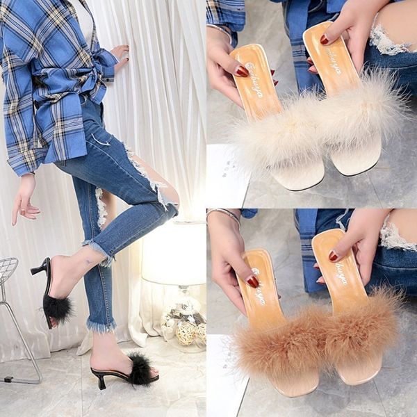 

sandal chinese female high heels rude shoes word drag baby sandals, Black