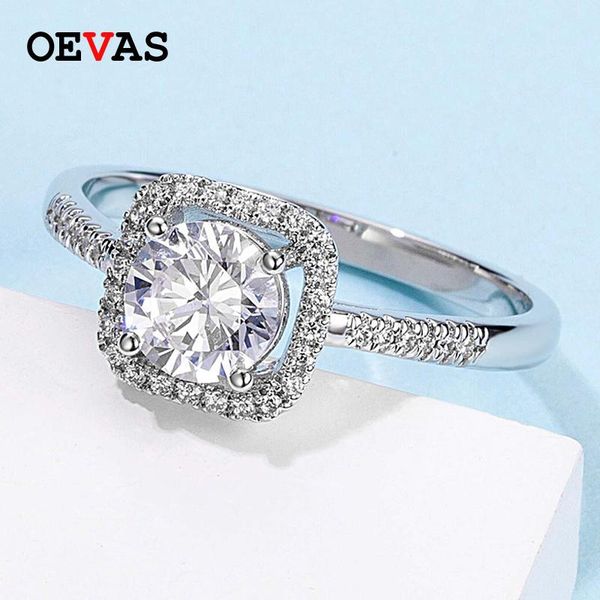 

cluster rings oevas real 1 d color moissanite solid 925 sterling silver wedding for women sparkling engagement party fine jewelry, Golden;silver