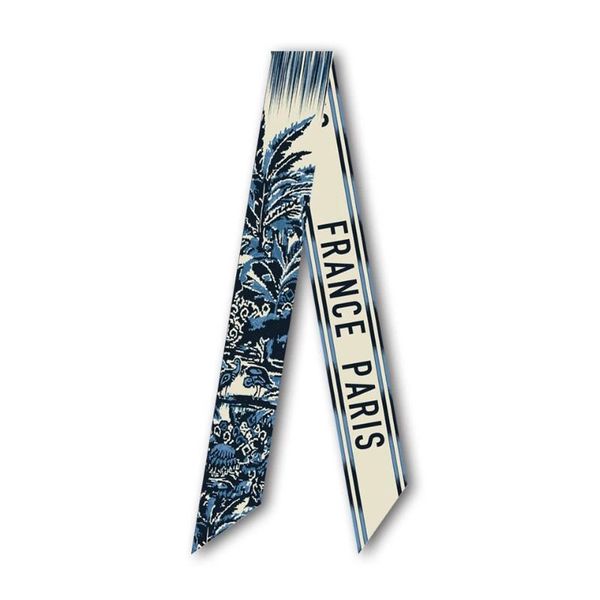 

scarves design summer women scarf brand foulard silk skinny hair bag wrist towel twill 100% neckerchief headband 2021, Blue;gray