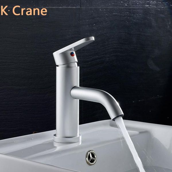 

space aluminum faucet bathroom cold water mixer tap deck mounted grey faucets basin sink modern torneira washbasin robinet
