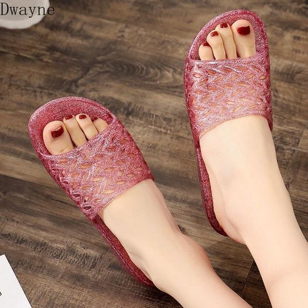 

slippers 2021 transparent non-slip deodorant crystal plastic jelly women, Black