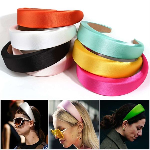 

artilady exaggerated sponge satin wide edge thickened velvet hairband candy headband accessories, Silver