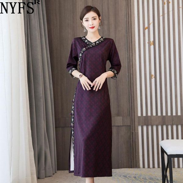 

autumn dress temperament lady long vintage printing loose large size woman vestido de muje robe elbise casual dresses, Black;gray