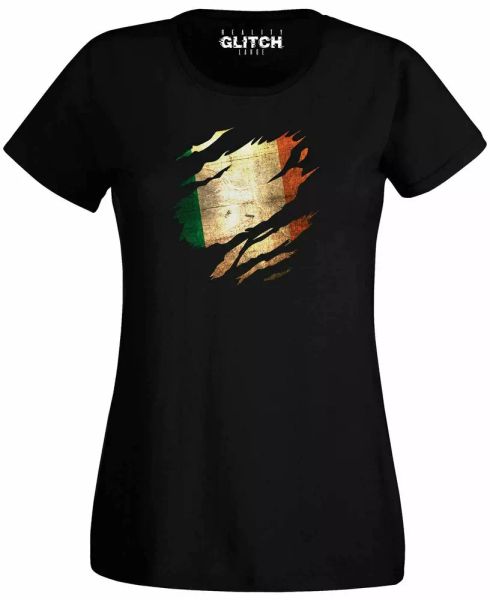

Torn Ireland Flag Women's T-Shirt - country Irish retro fashion sport pride, White;black