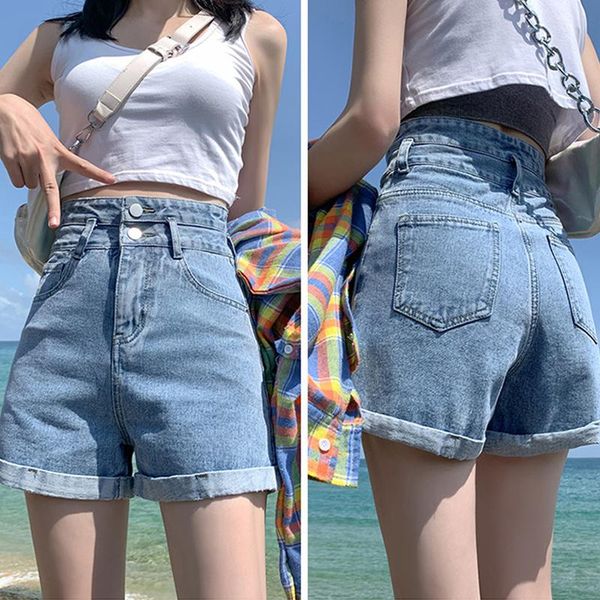 

women's shorts 2021 black summer vintage denim plus size white with high waist classic casual woman, White;black
