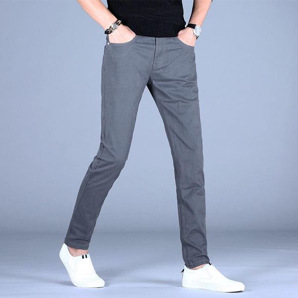 

men's jeans men 's casual slim fit elastic straight all -matching, Blue