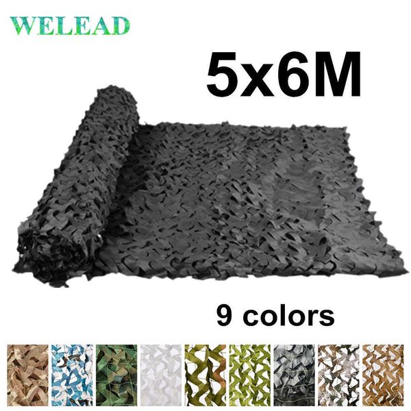 WELEAD 5x6M Verstärktes Tarnnetz Militär Schwarz Weiß Sand 5x6 6x5 5*6 6*5 5*6M 6*5M für Garden Shade Camo Netting Mesh Y0706