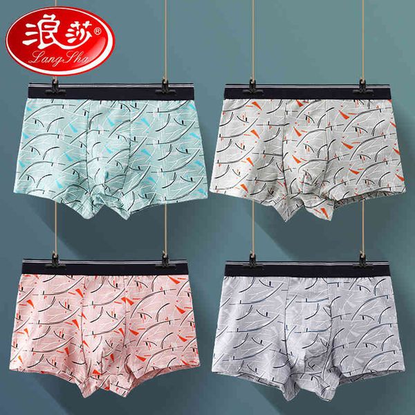 

langsha underwear pure cotton boxer shorts fashion young men's new breathable boxer under, White;black