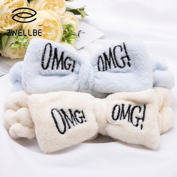 

omg letter coral fleece wash face bow hairbands for women girls headbands headwear hair bands turban accessories1