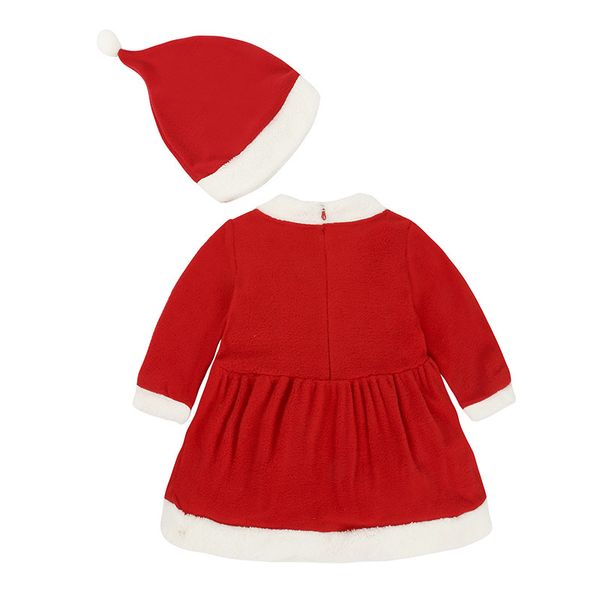 Рождественские девочки платье шляпа X'mas подарочные наборы девушки флисовая одежда кружева bebe одежда Santa костюмы наряда комбинезон 210413