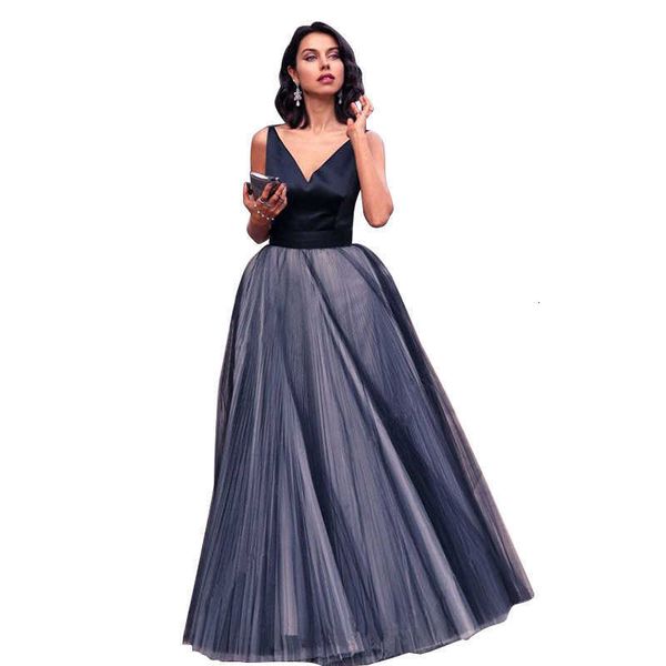 

luxury evening dress dr's v-neck sleevels waist length, Black;gray