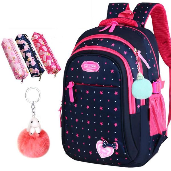 

school bags children backpacks large capacity student book bag girls printing backpack with sweet pendant gift