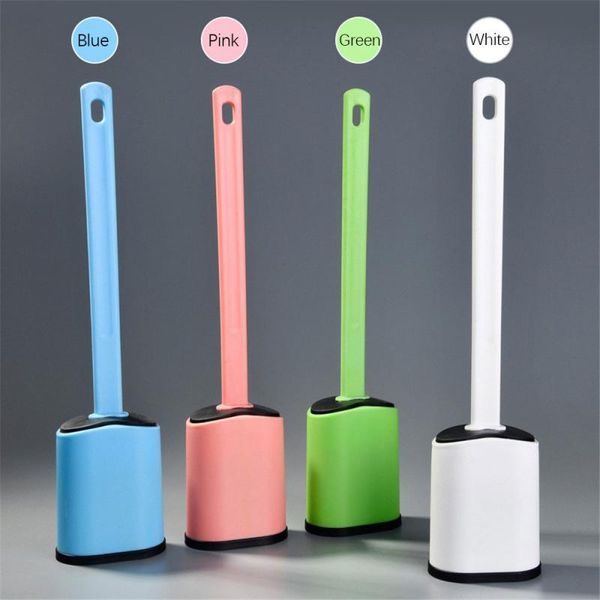 

1pcs wc silicone toilet brush leak-proof flat head flexible soft creative cleaning set bath accessory