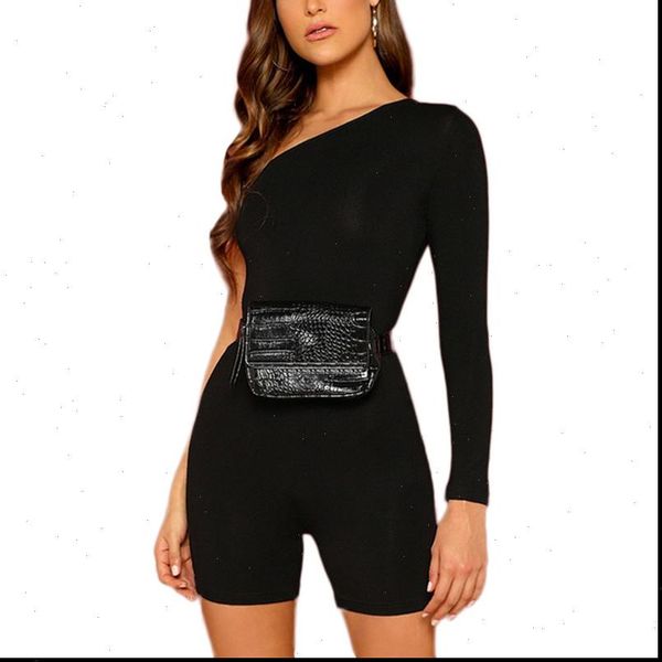 

bodysuits one shoulder long sleeve womens rompers skinny playsuits body suits clothing jumpsuits clothes dropshipping, Black;white