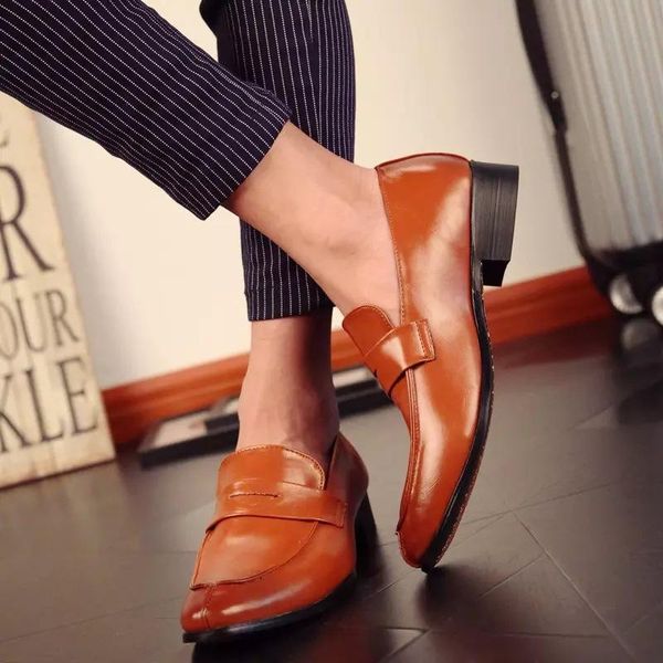 

korean fashion casual shoes british leather spring men's dress, Black