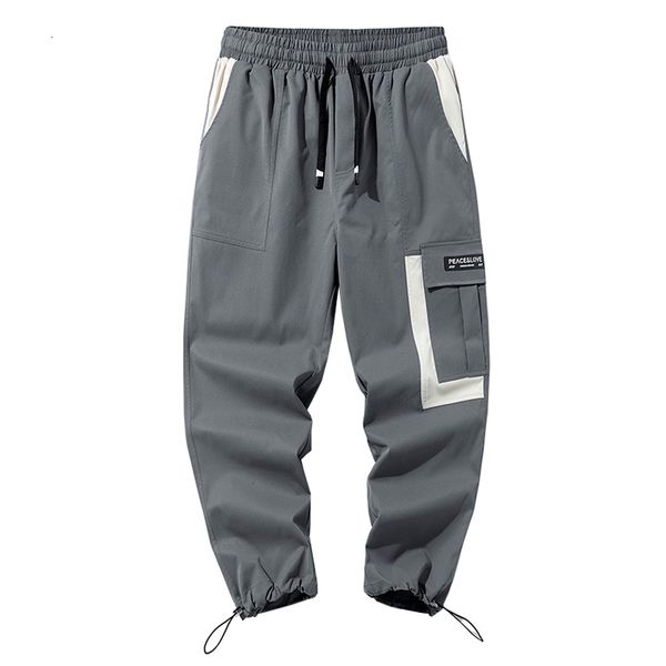 

men's pants streetwear joggers cargo for men casual hip hop muti pockets male trousers sweatpants ribbons e2xl, Black