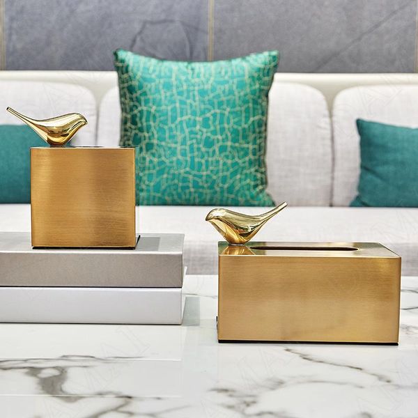 

tissue boxes & napkins european living room magnetic paper napkin organizer home decoration box cover metal gilded bird decorative holder