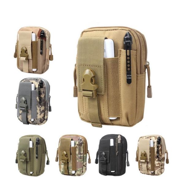 

1pcs camouflage tactical military camping climbing bag canvas molle hip waist belt wallet pouch purse phone case mkt064 outdoor bags