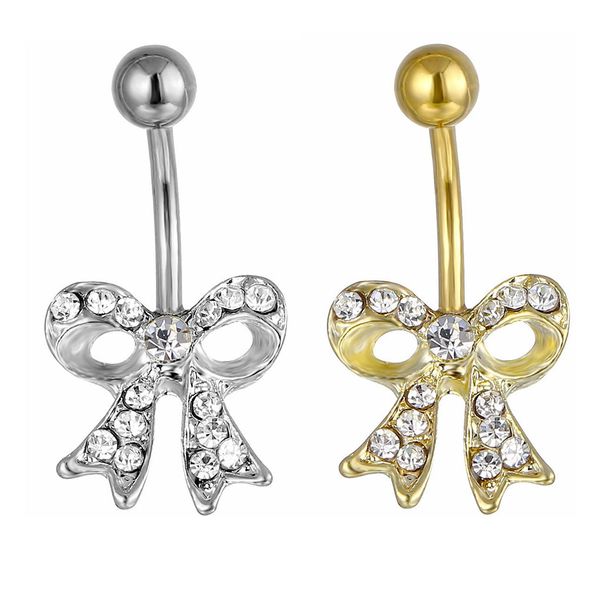 

d0636 bowknot mix colors belly navel button ring, Silver