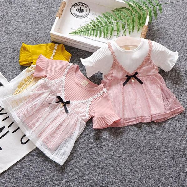 

girl's dresses children girl t-shirt princess dress for kid boutique bowknot pearl floral korean baby clothes four season vestidos 2021, Red;yellow