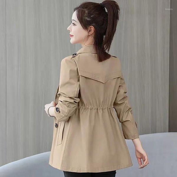 

women's trench coats 2021 spring autumn women jacket windbreaker mid long coat female plus size sleeve outwear ladies r130, Tan;black