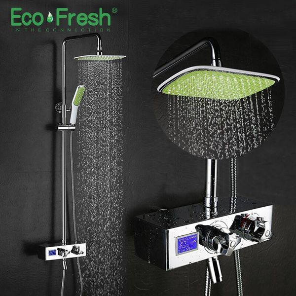 

ecofresh luxury bathroom smart shower head thermostatic rainfall set mixing valve system sets