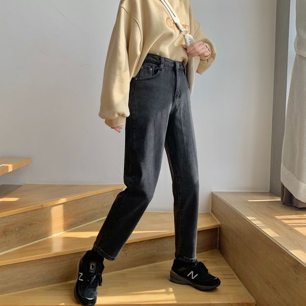 

high waist jeans for women black women jeans denim pants harem cotton boyfriend large size ladies jeans, Blue