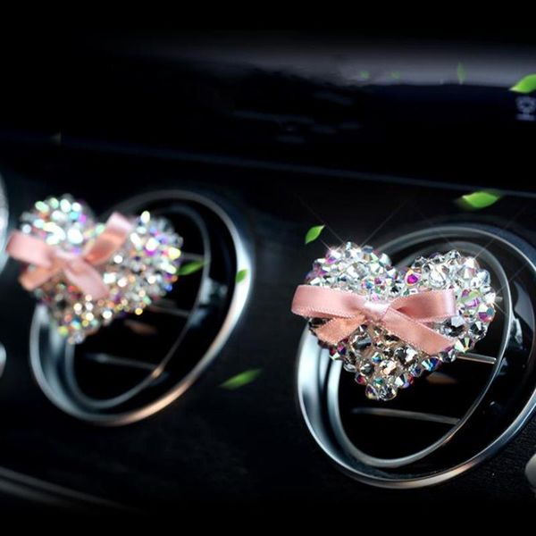 

car perfume love bling diamond decoration female interior accessories air conditioning outlet clip freshener