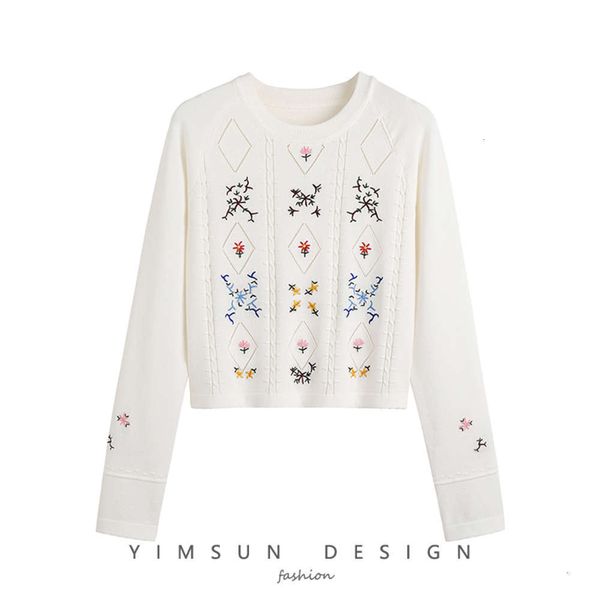 

women's sweaters sweater autumn chic temperament floral embroidery hollow out long sleeve thin knitwear pullover xbp0, White;black