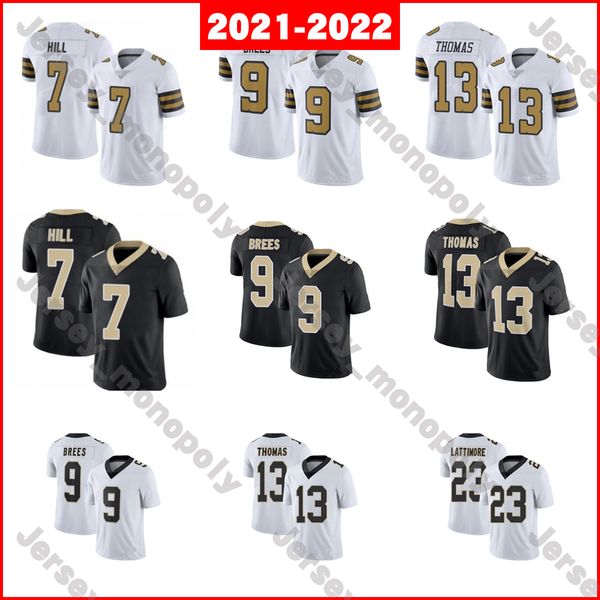 

2021 7 taysom hill 9 drew brees football jersey 13 michael thomas 23 marshon lattimore 41 alvin kamara, Black;red