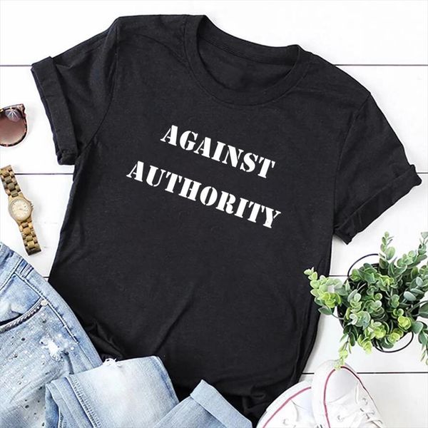 

modern girl hipster men o neck multicolornew harajuku ropa mujer against authority letter print, White;black
