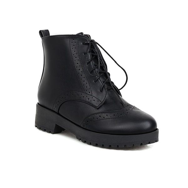 

boots plus size lace up women shoes ankle for ladies woman winter, Black