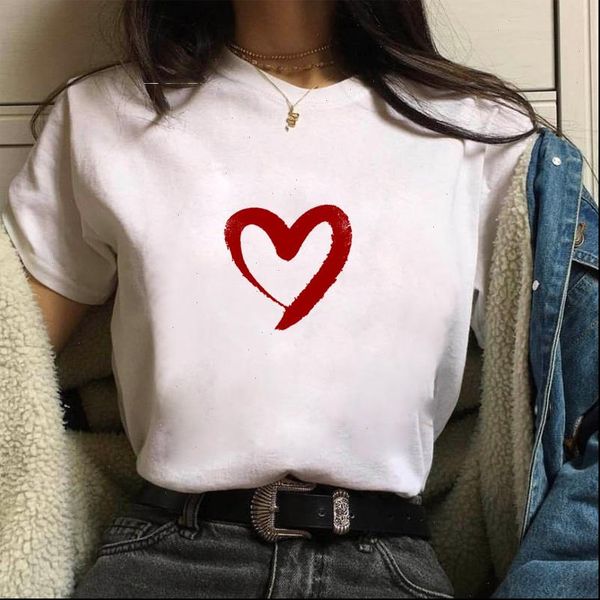 

hearts casual graphic love printed womens tee summer short sleeve clothing, White