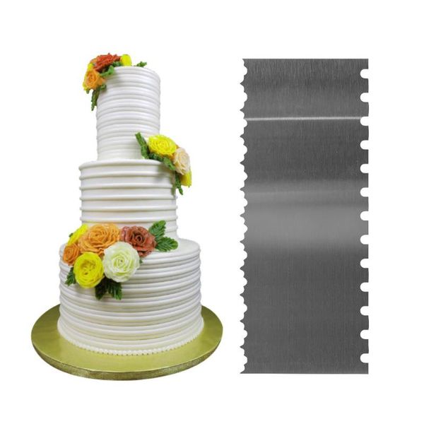 

baking moulds 2-side stripe stainless steel scraper cake spatulas butter cream smoother comb decorating tools supplies