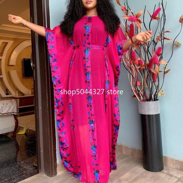 

women loose dresse o neck plus size maxi party african fashion with waist belt female celebrate robes large ladies vestidos casual dresses, Black;gray