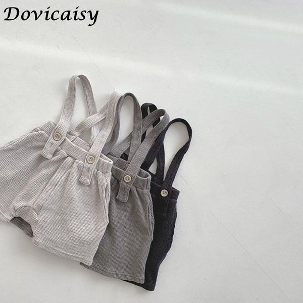 

jumpsuits korea summer baby overalls loose casual infant shorts solid cotton toddle colthes, Blue
