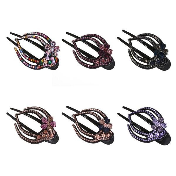 

hair clips & barrettes crystal styling tool headwear hairpins acrylic hollow heart flower rhinestone clip, Golden;silver
